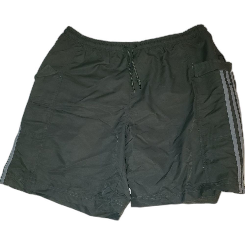 ADIDAS Y2K Gray 3-Stripe Cargo Shorts XL‎ - Retro Gorpcore Utility Shorts